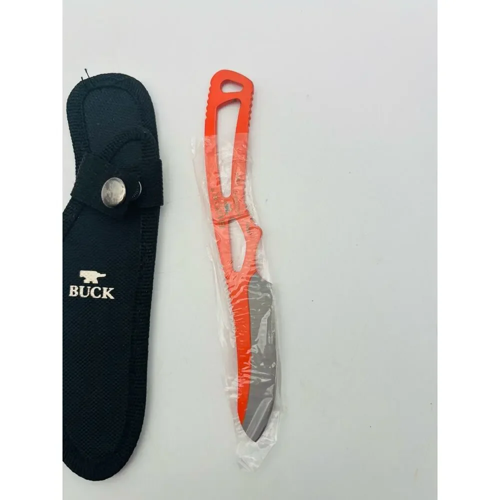 New Buck Knife 135-BK Fixed Blade Caper Knife Stainless Steel w/ sheath Orange